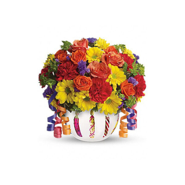 Bunch of Assorted Gerberas in a Glass Vase